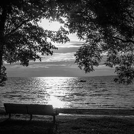 Sunset Over Lake Nipissing in North Bay, Ontario 4 BW by John Twynam