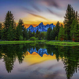 Sunset over Schwabacher Landing in Grand Teton National Park, Wyoming by Miroslav Liska