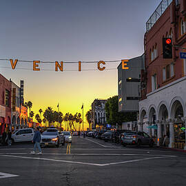  Sunset view of the iconic Venice sign in Venice Beach, California by Miroslav Liska