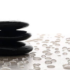 Zen Black Polished Stone Zen Meditation Cairn by Olivier Le Queinec