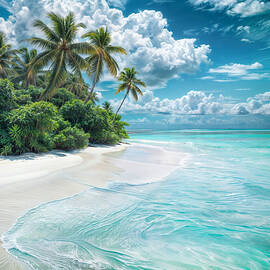 A serene beach with white sands and crystal-clear blue waters by The Luxury Art Collection