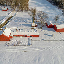 Winter at Nathan Hale Homestead by Veterans Aerial Media LLC