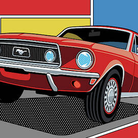 1968 Ford Mustang Red by Ron Magnes
