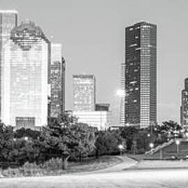 Houston Skyline at Night Black and White Panorama Photo by Paul Velgos