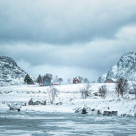 Fjordside Winter Cottages by Charnwood Photography Fine Art