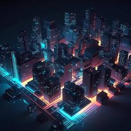 3D design of a cityscape at night No 2 by Andre Petrov