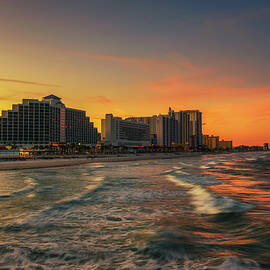 Sunset skyline of Daytona Beach, Florida by Miroslav Liska