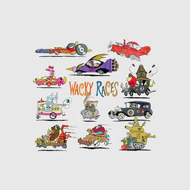 60s Wacky Races Group with Logo Jigsaw Puzzle by Glen Evans - PX