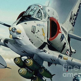 A-4M Skyhawk of VMA-214 in flight by Antonios Valamontes