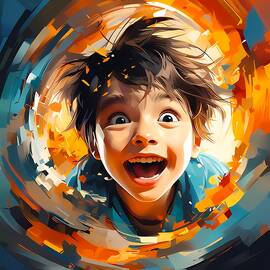 A beaming child looking into a camera lens No 2 by Andre Petrov
