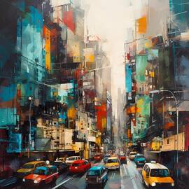 A bold geometric representation of a bustling cityscape No 2 by Andre Petrov