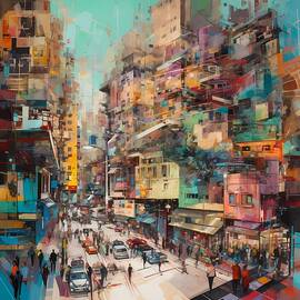 A bold geometric representation of a bustling cityscape No 3 by Andre Petrov