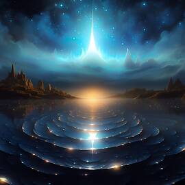 A dreamy, geometric fractal art of a starry night by Andre Petrov