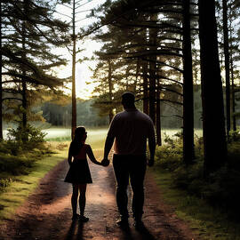 A Father And Daughter Walkin Out Of The Woods by Flees Photos