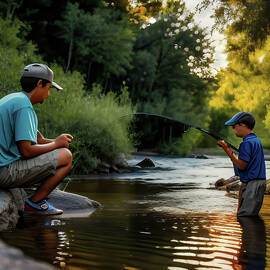A Father And Son Fishing by Flees Photos