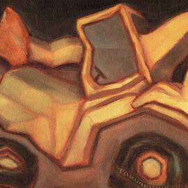 Tired Backhoe Tractor Construction Wall Art Print  by Tommervik