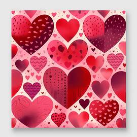 A heart pattern of hearts and dots in red and pink by Andre Petrov