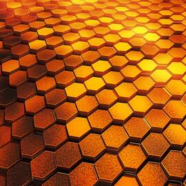 A honeycomb pattern of hexagons in yellow and orange by Andre Petrov