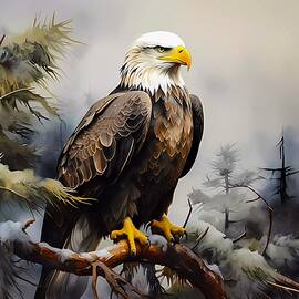 A majestic eagle in a 1920s vintage poster style No 2 by Andre Petrov