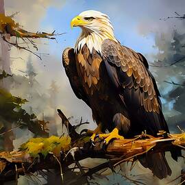 a majestic eagle in a 1920s vintage poster style No 3 by Andre Petrov