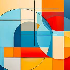 A modern art representation of geometric illusion, featuring bold lines and contrasting color blocks by Andre Petrov