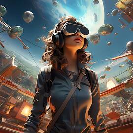 A person wearing VR glasses in a fantastical world No 1 by Andre Petrov