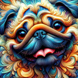 A Pug's Portrait by Bill And Linda Tiepelman