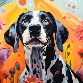 A vibrant Pop Art depiction of a playful dog No 2 by Andre Petrov