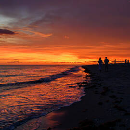 A Walk into the Warm Sunset, Sanibel Island by Anthony Hightower