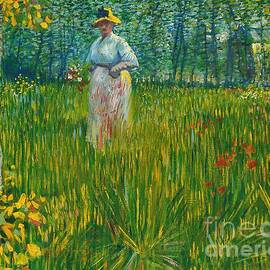 A Woman Walking in a Garden by Antonios Valamontes