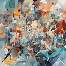 Abstract artwork featuring a chaotic arrangement of geometric shapes No 2 by Andre Petrov