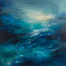 Abstract color field painting with gradations of blues and whites No 1 by Andre Petrov