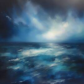 Abstract color field painting with gradations of blues and whites No 2 by Andre Petrov