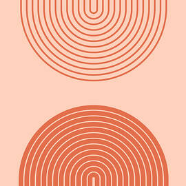 Abstract contemporary aesthetic background with geometric balance shapes, rainbow gates. Boho wall decor. Mid century modern minimalist neutral art print. Organic shape. Terracotta color, earth tone. by Lera Danilova