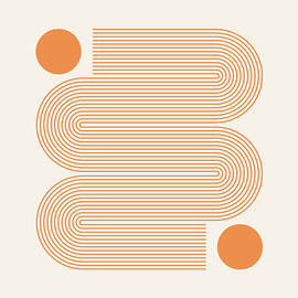 Abstract contemporary aesthetic background with geometric Sun lines. Earth tone, golden color. Boho wall decor. Mid century modern minimalist art print. Organic natural shape. by Lera Danilova