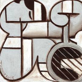 Abstract Geometric Tennis Player Wall Art Print by Tommervik