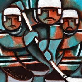 Abstract Hockey Players Art Print by Tommervik