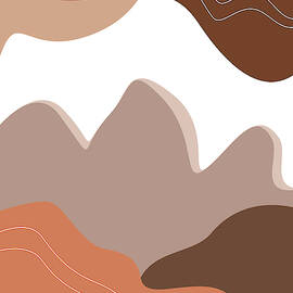 Abstract Mountains 03 - Modern, Minimal, Contemporary Abstract - Terracotta Brown - Landscape by Studio Grafiikka