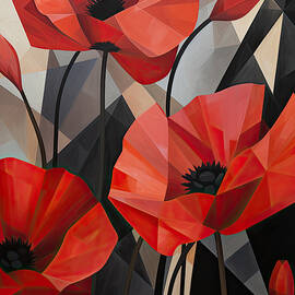 Abstract Poppies Paintings by Lourry Legarde