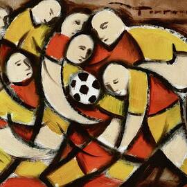 Abstract Soccer Players Wall Art Print by Tommervik