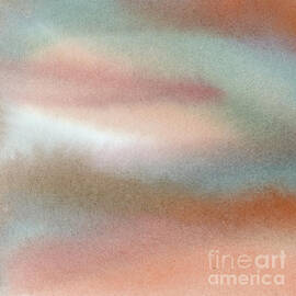 abstract tan, orange, turquoise, white watercolor by Randy M