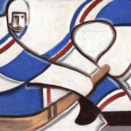 Abstract Vintage Hockey Player Art by Tommervik