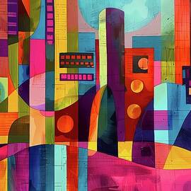 Abstract_cityscape_geometric_shapes_vibrant_urban_colors_No 1 by Andre Petrov
