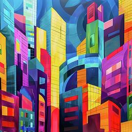 Abstract_cityscape_geometric_shapes_vibrant_urban_colors_No 2 by Andre Petrov