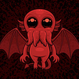 Adorable Red Cthulhu Sea Monster Jigsaw Puzzle by John Schwegel