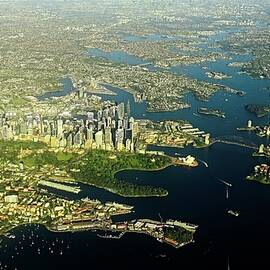 Aerial View downtown Sydney and Sydney Harbour by Steven Ralser