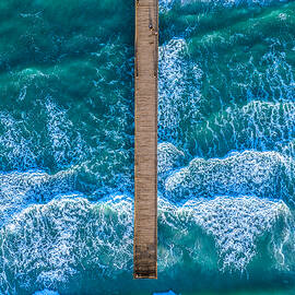 Aerial View of Ocean Pier in the Blue Surf by Oceanic SkyView