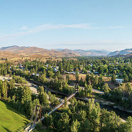 Aerial view of Winthrop on North Cascades Highway in Washington by Steven Heap