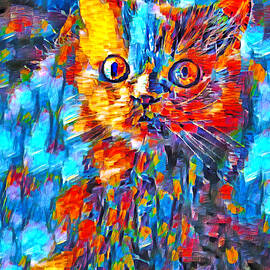 Alert colorful Persian cat abstract painting by Nicko Prints