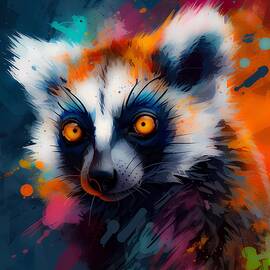 An abstract design of a lemur with colors and textures by Andre Petrov